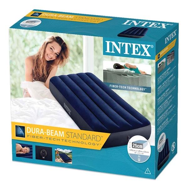 Intex 16.5" Dura Beam Fiber Tech Pillow Rest Air Mattress Durable Bed Mattress - Black